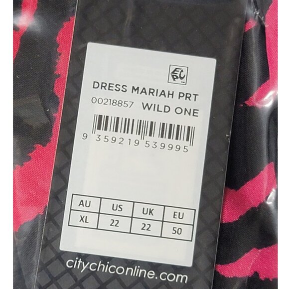 NWT City Chic Mariah Vibrant Zebra Print Cold Shoulder Maxi Dress 22 - Picture 8 of 10